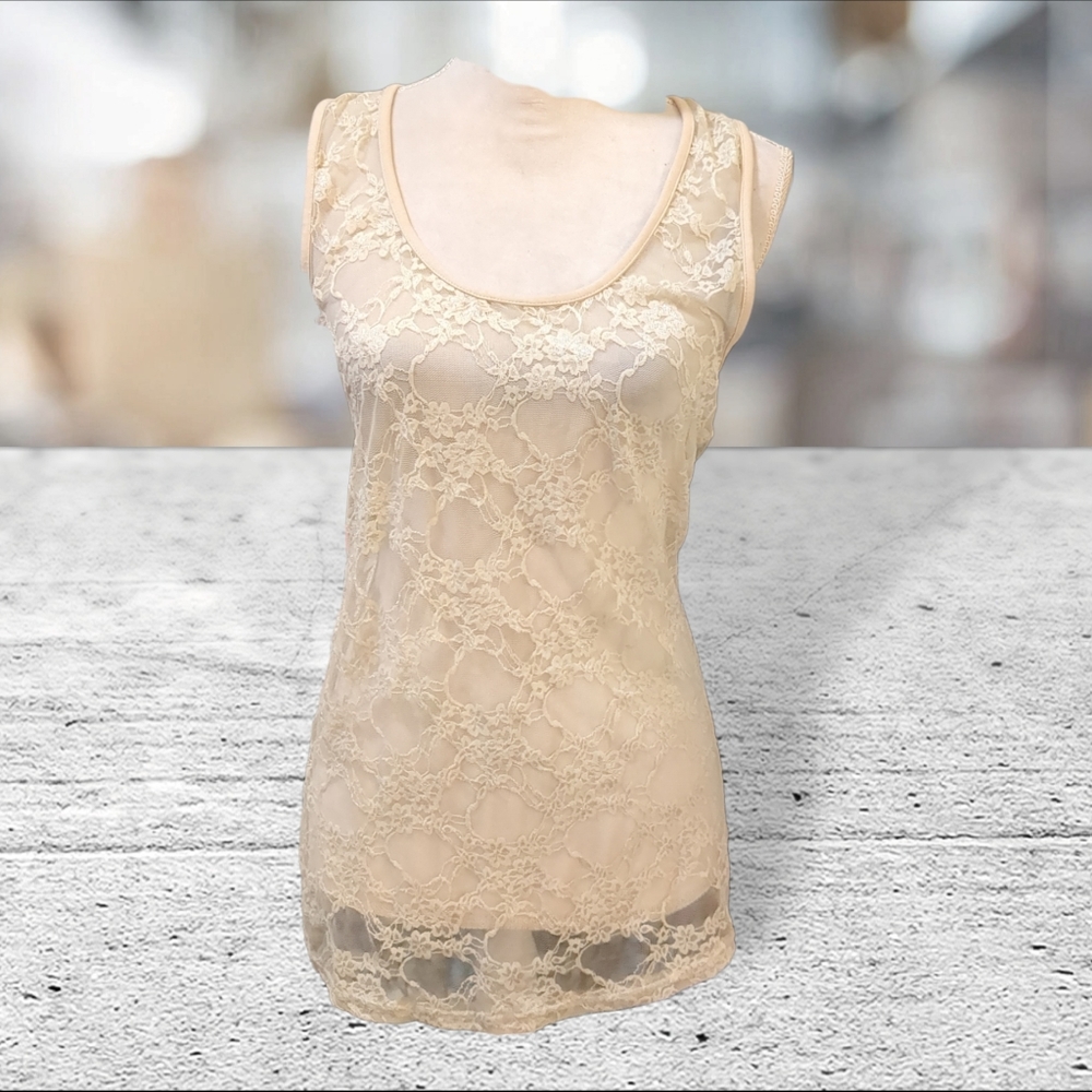 Alythea sheer lace tank top size L